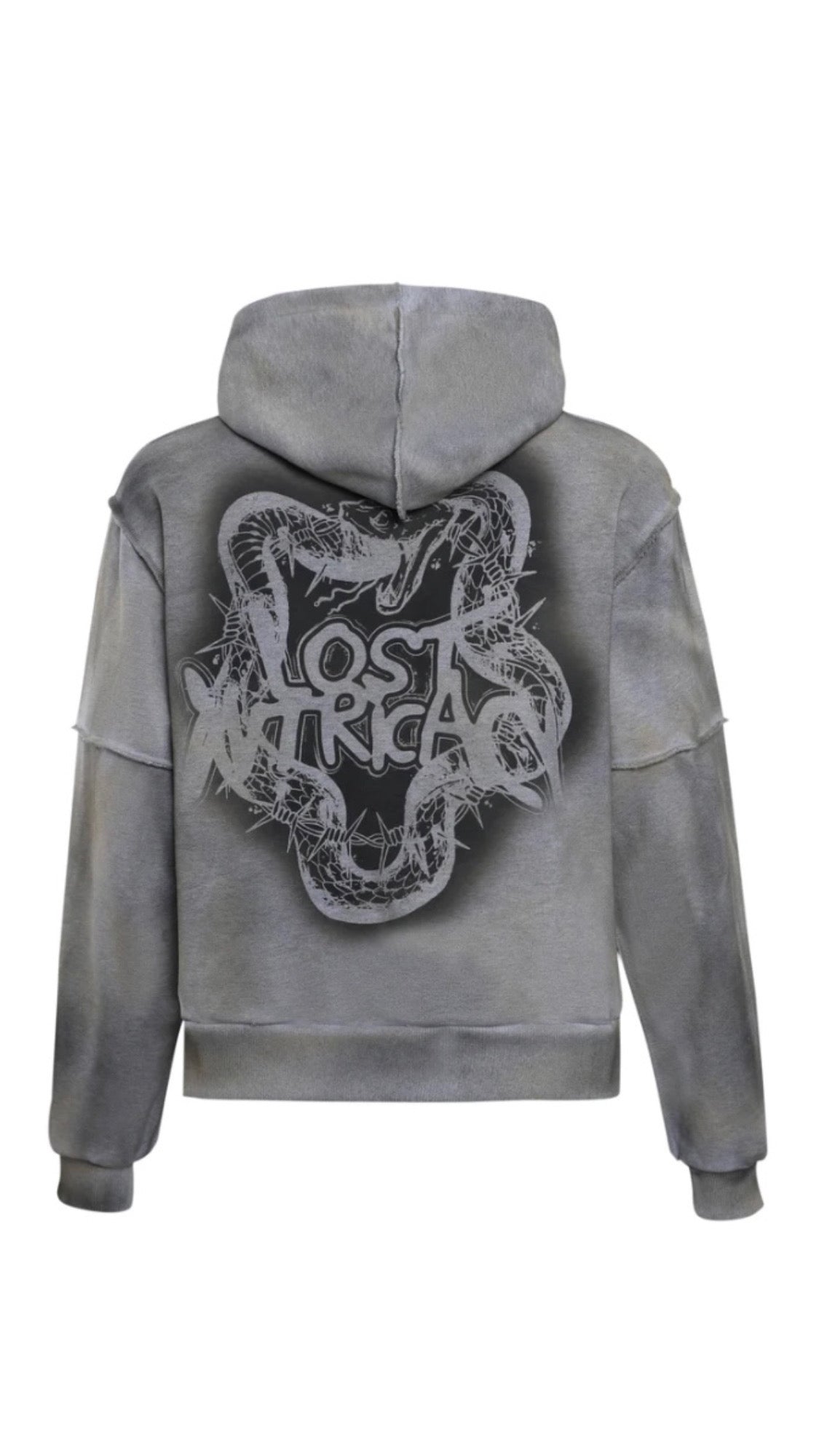 LOST INTRICACY Grey Grunge Zip Up Hoodie