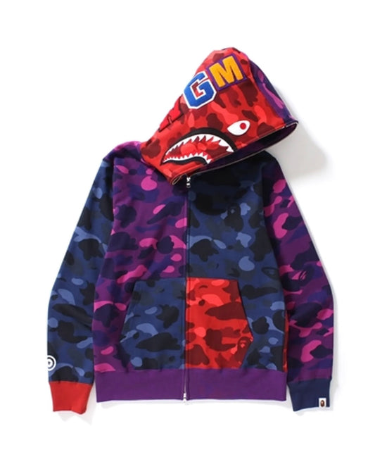 BAPE Color Camo Crazy Shark Full Zip Hoodie
