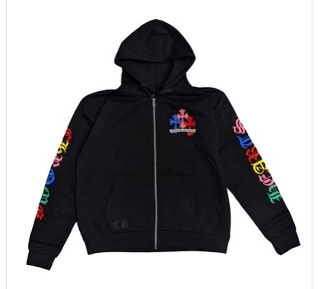 CHROME HEARTS Multi Color Cross Cemetery Zip Up Hoodie