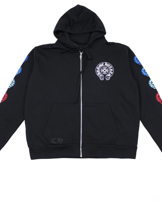 CHROME HEARTS Multi Horseshoe Zip Up Hoodie